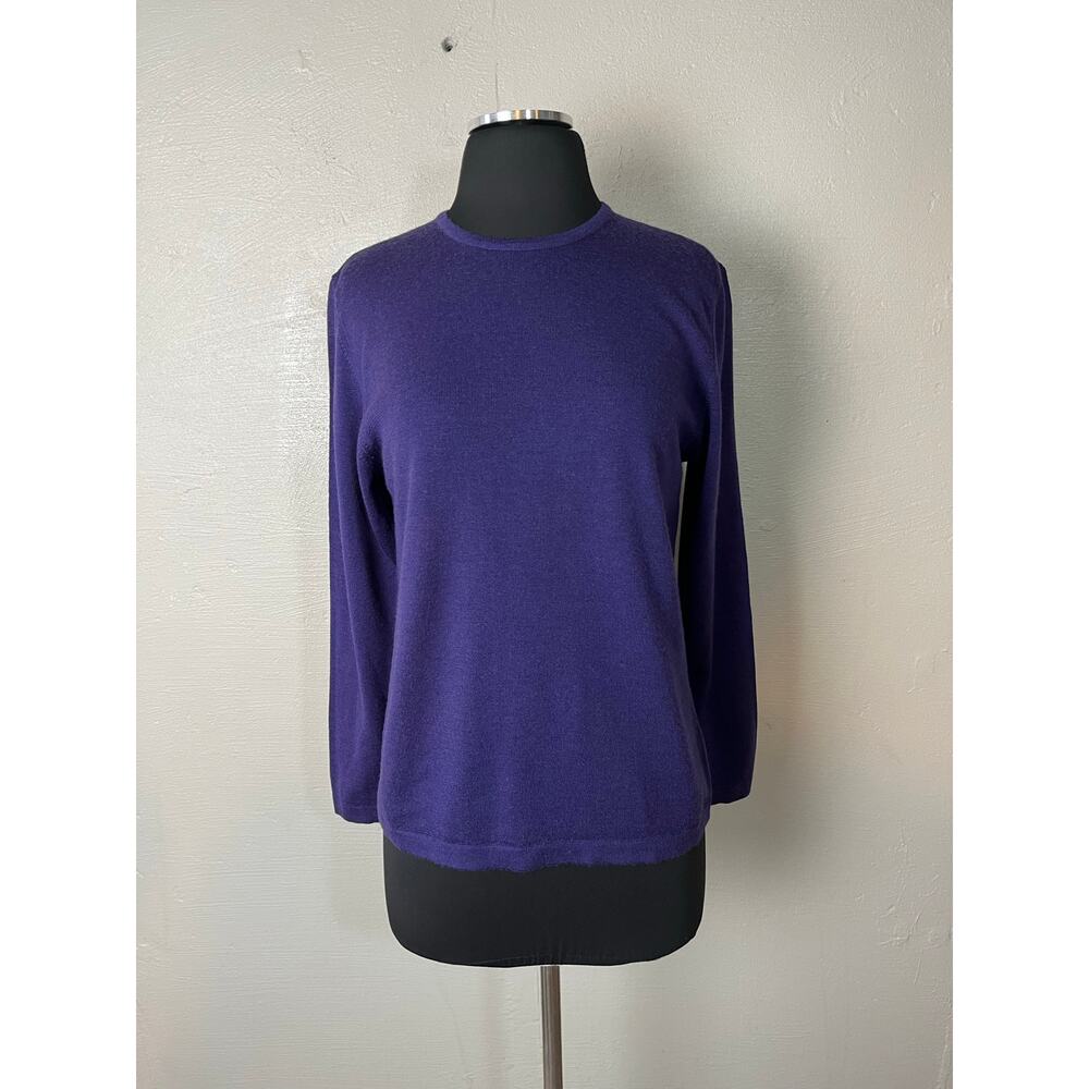 Sutton Studio 100% Merino Wool Sweater Women’s Purple Round Neck Size Medium